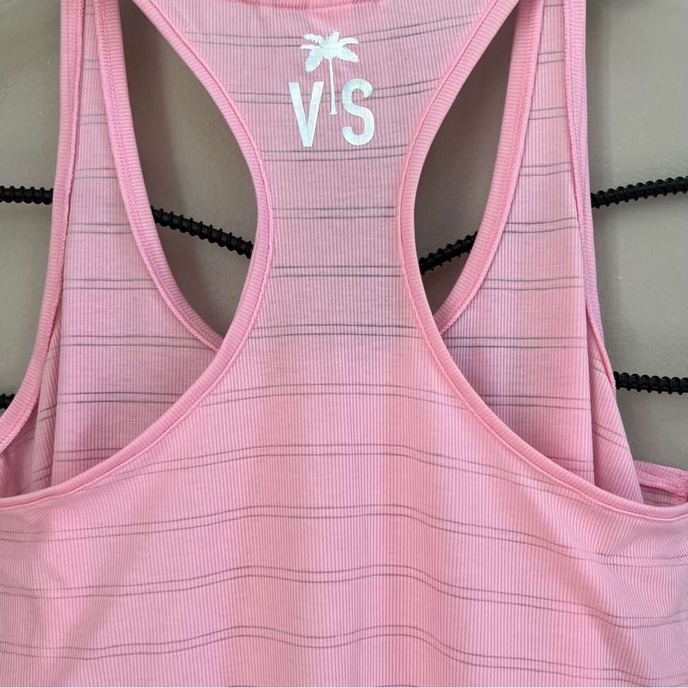 Victoria’s Secret Petal Pink Silver Stipe Racerback Athleisure Yoga Tank Size M - Picture 7 of 13